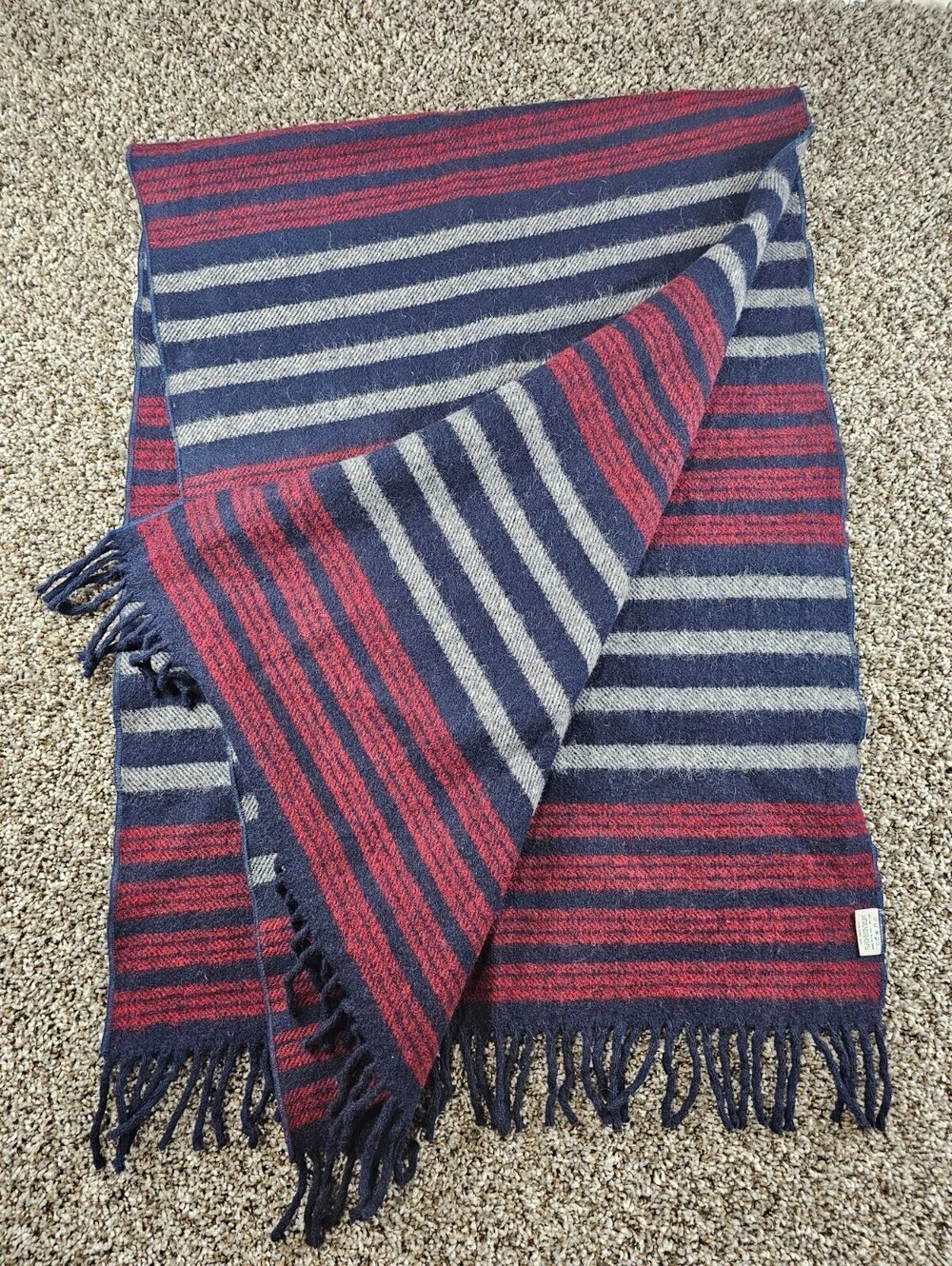 Faribault Woolen Mill Target Collab Oversized Wool Shawl Red Blue Striped